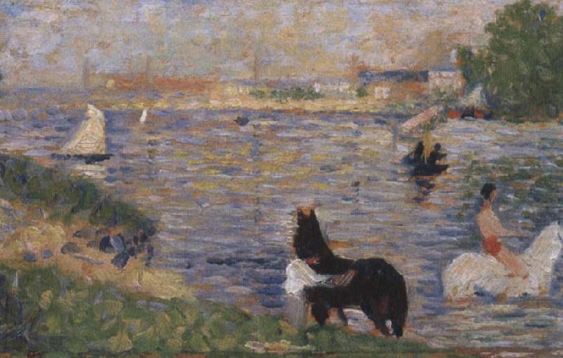 Georges Seurat Horses in the Seine china oil painting image